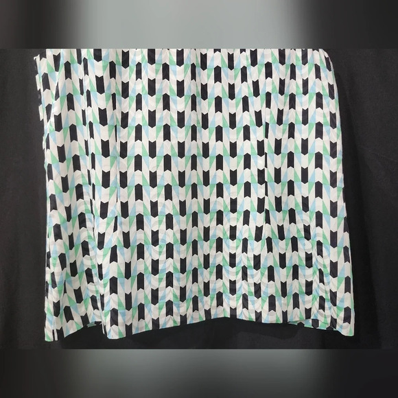 Green Blue Geometric Womens Silk Blend Top Size L Eclectic Artsy Contemporary - Picture 3 of 7